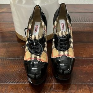 The Burberry check platform designed in collaboration with Vivienne Westwood